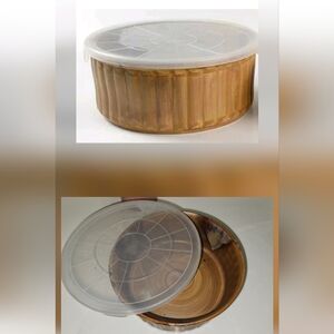 Sango Splash Brown Casserole Baking Souffle Dish Set 8.5” With Lid